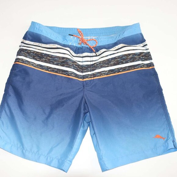 Tommy Bahama Men's Swim Trunks Size Large Blue Tie Waist Mesh Lining L - Picture 1 of 5